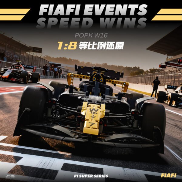 Compatible with Lego Brad Pitt APXGP Team No.7 F1 Speed Racer Black Gold F1 Racing Car Remote Control Building Block Car