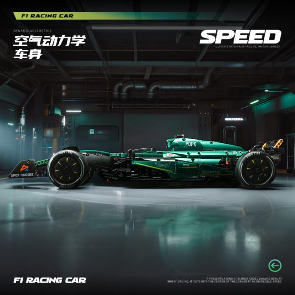 Lego-Compatible Aston Martin F1 Racing Car Model, Building Block RC Assembled Toy for Boys