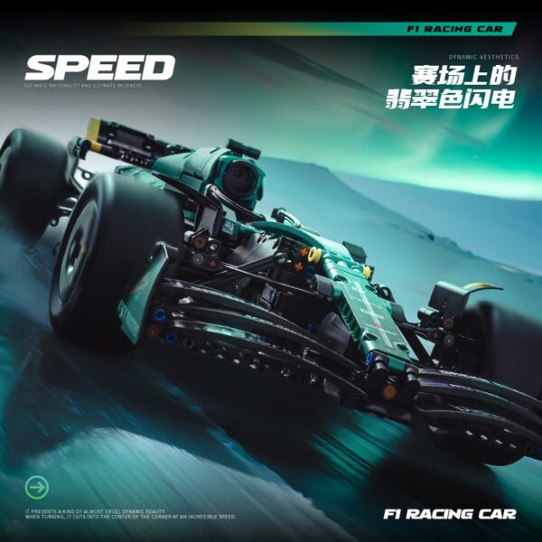 Lego-Compatible Aston Martin F1 Racing Car Model, Building Block RC Assembled Toy for Boys