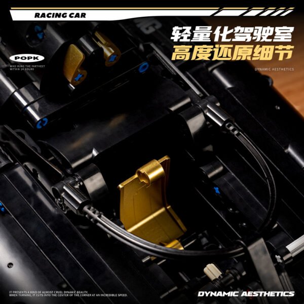 Compatible with Lego Brad Pitt APXGP Team No.7 F1 Speed Racer Black Gold F1 Racing Car Remote Control Building Block Car