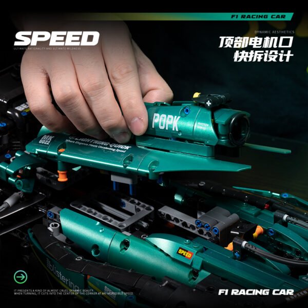 Lego-Compatible Aston Martin F1 Racing Car Model, Building Block RC Assembled Toy for Boys