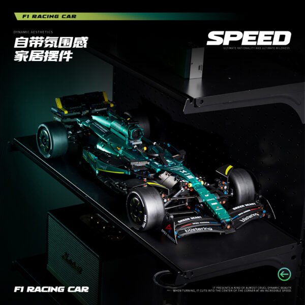 Lego-Compatible Aston Martin F1 Racing Car Model, Building Block RC Assembled Toy for Boys