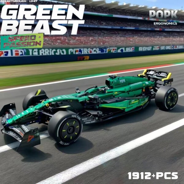 Lego-Compatible Aston Martin F1 Racing Car Model, Building Block RC Assembled Toy for Boys