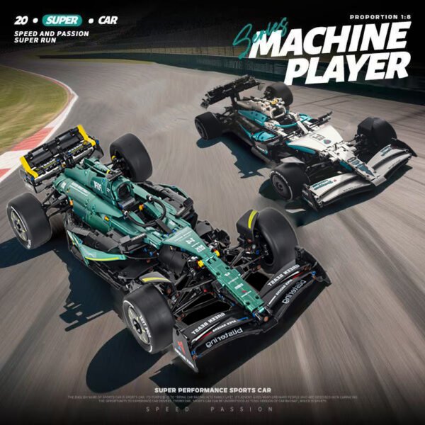 Lego-Compatible Aston Martin F1 Racing Car Model, Building Block RC Assembled Toy for Boys