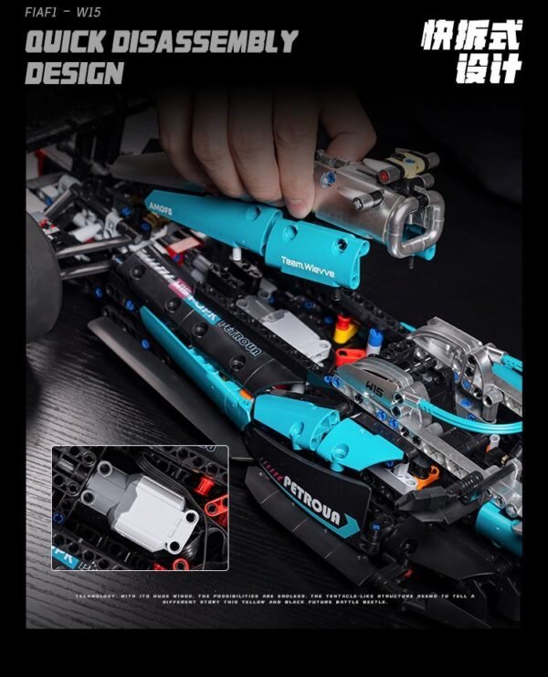 Compatible with Lego Mercedes F1 Formula Racing Car Model, High-Difficulty Assembly Building Block Toy Car, Remote Control Car, Mechanical Group
